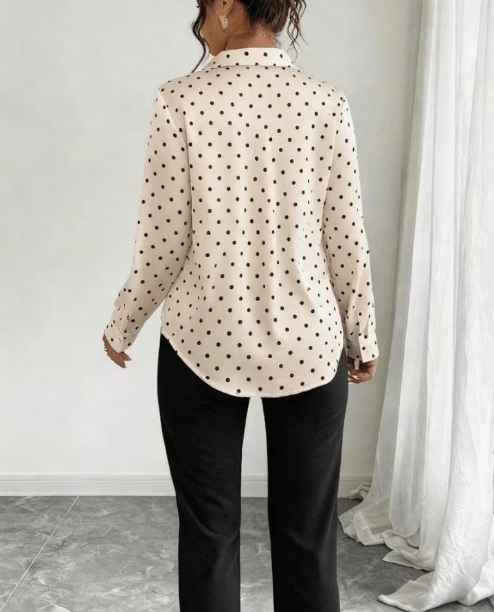 Classic Chic: Polka Dot Button-Down Blouse