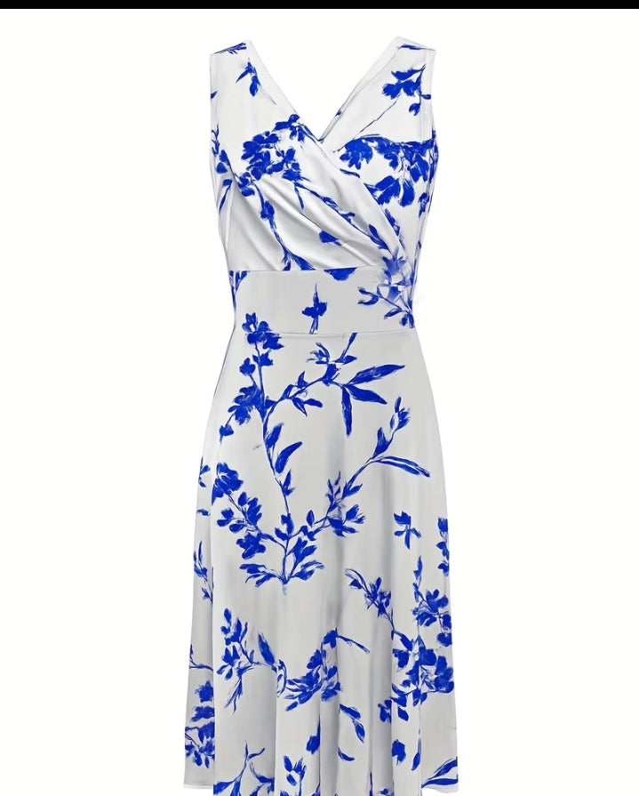 Botanical Bliss: Floral Wrap-Style Midi Dress