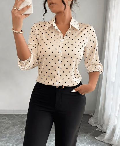 Classic Chic: Polka Dot Button-Down Blouse