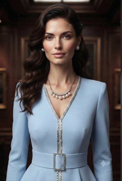 Chic Workwear Dress & Luxury Jewelry Set