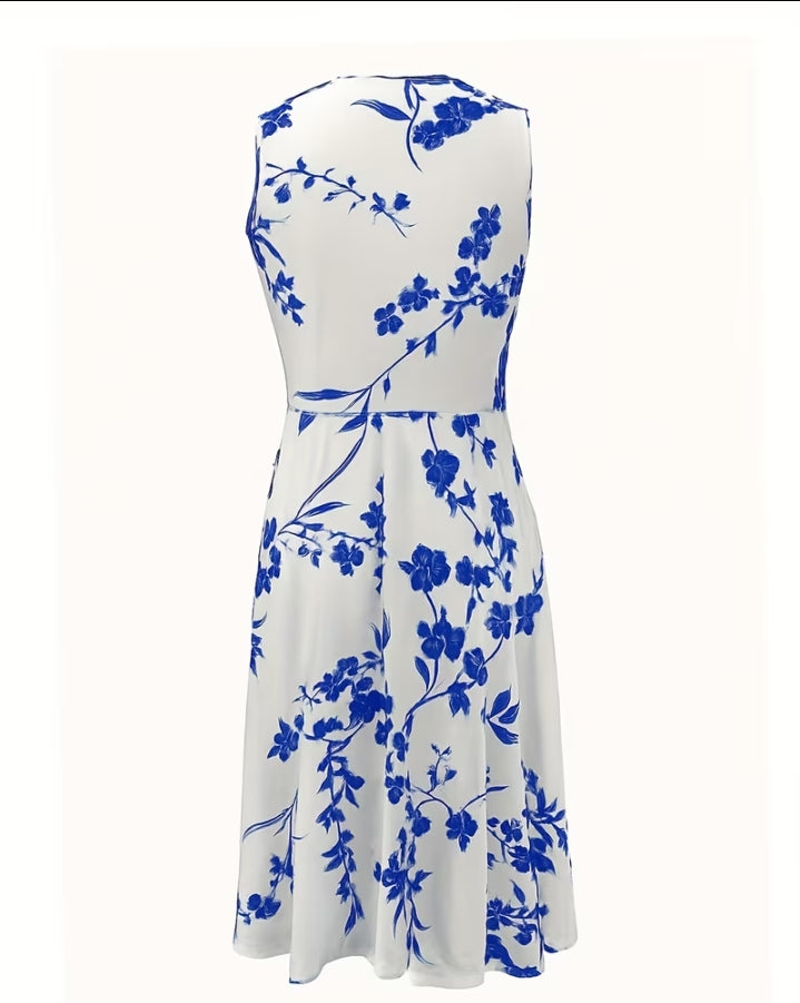 Botanical Bliss: Floral Wrap-Style Midi Dress