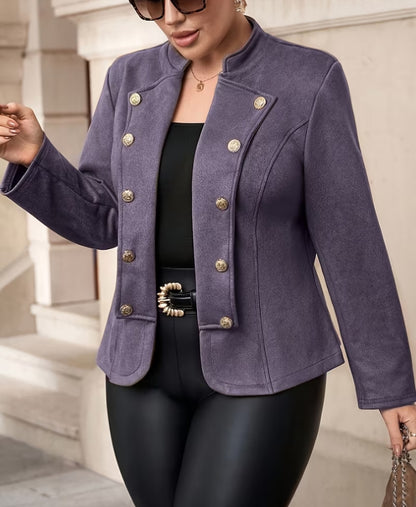 Faux Suede Military Style Blazer