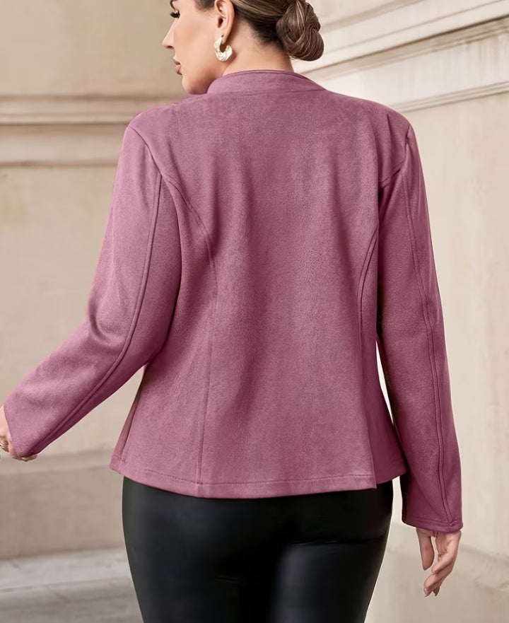 Faux Suede Military Style Blazer