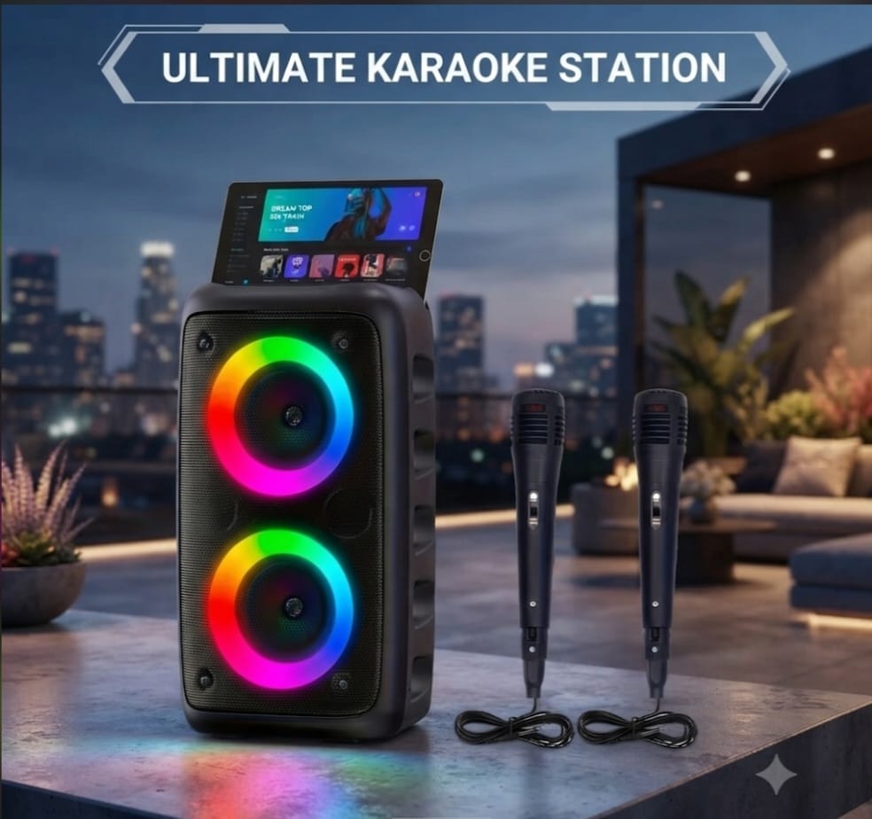 Large Wireless Bluetooth Boombox Speaker with Microphone & Deep Bass