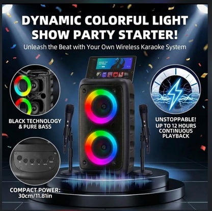 Ultimate Party Bundle: Large Wireless Speaker with Mic + Smart RGB Disco Light