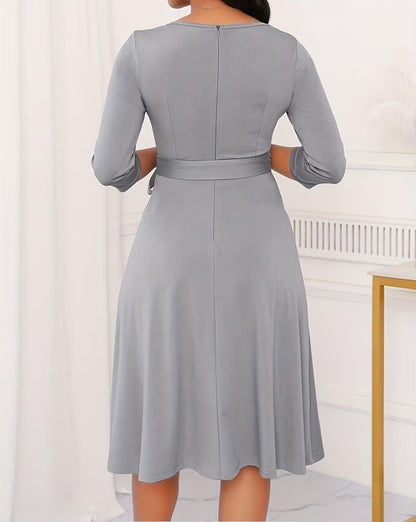 Elegant A-Line Button-Detail Midi Dress