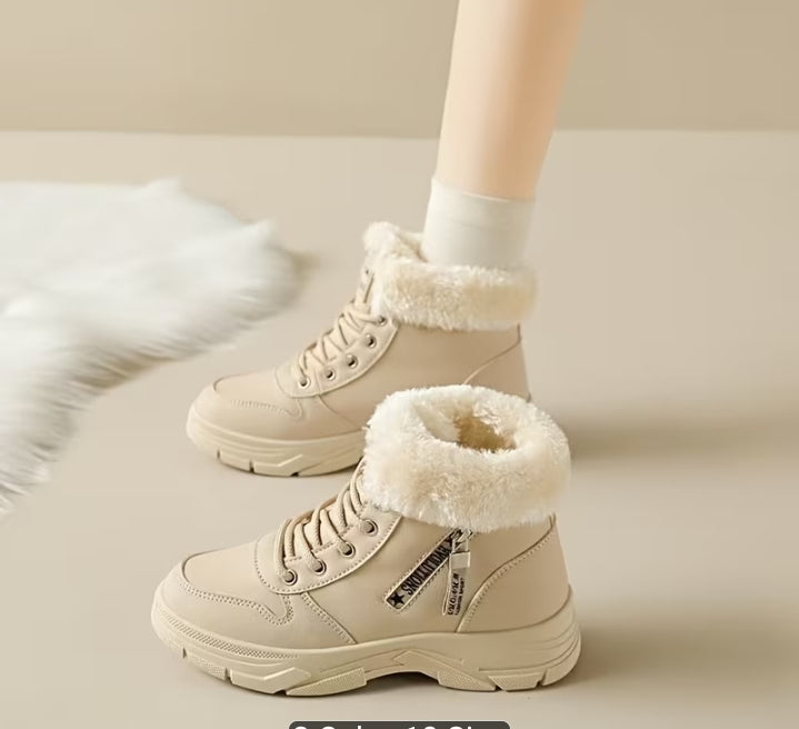 Plush Fur Trim Ankle Booties