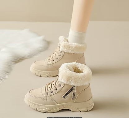 Plush Fur Trim Ankle Booties