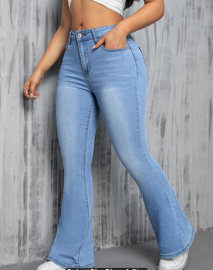 Casual Light Blue Flare Jeans