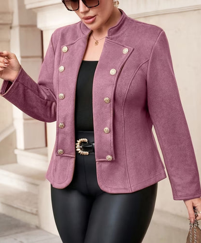 Faux Suede Military Style Blazer