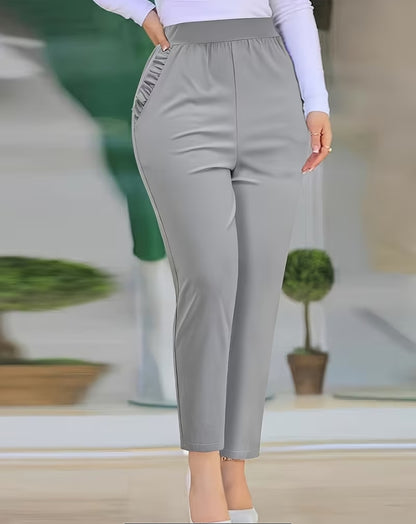 Elegant High-Waist Ruffle Detail Trousers