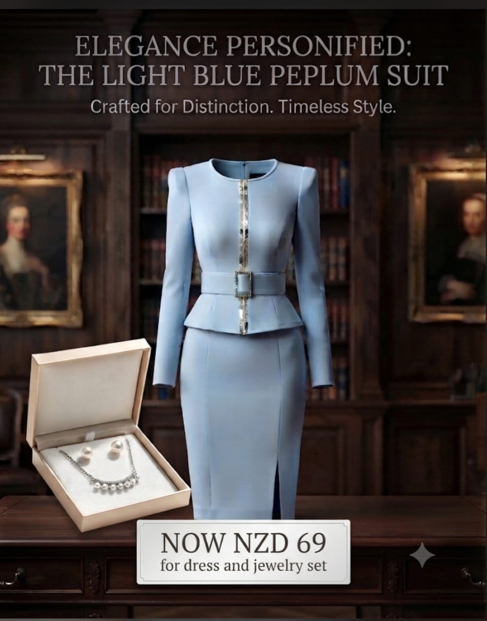 Chic Workwear Dress & Luxury Jewelry Set