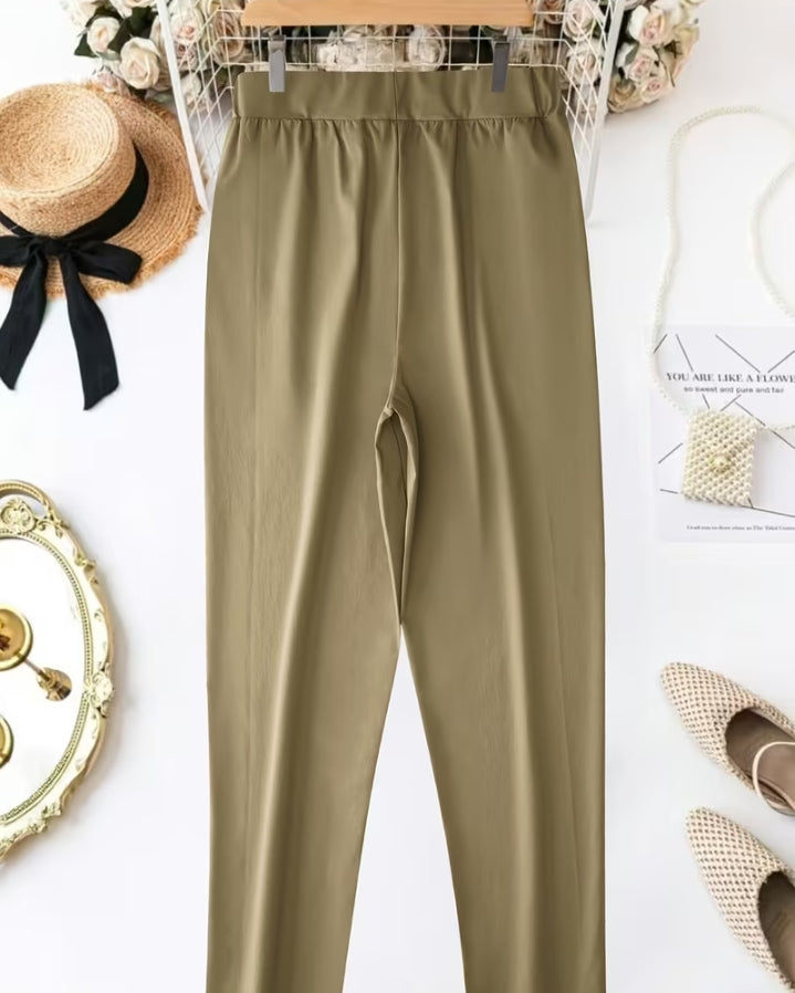 Elegant High-Waist Ruffle Detail Trousers