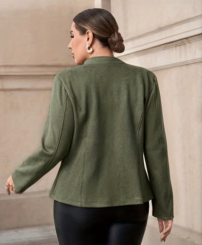 Faux Suede Military Style Blazer