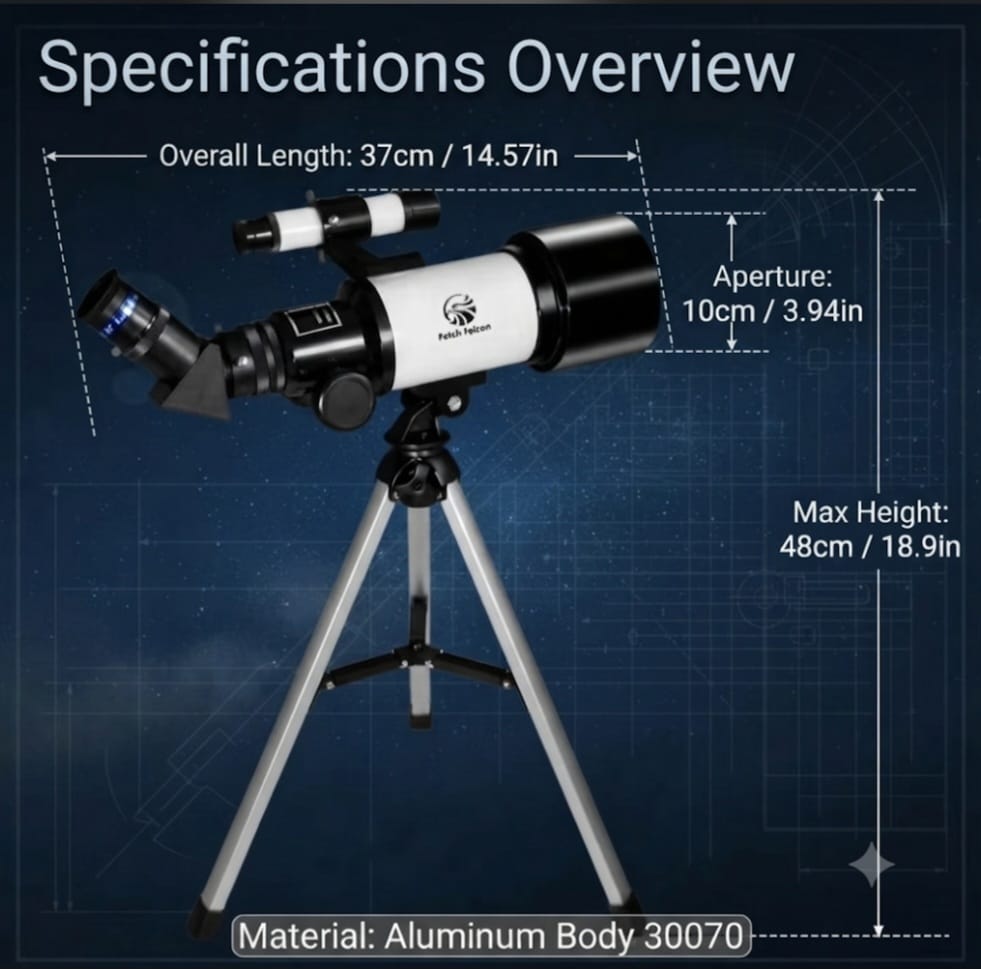 HD 30070 Astronomical Telescope ,70mm Aperture 300mm Refractor with Tripod & Phone Adapter
