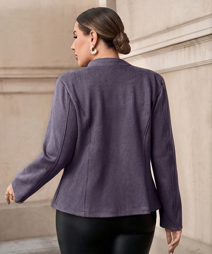 Faux Suede Military Style Blazer