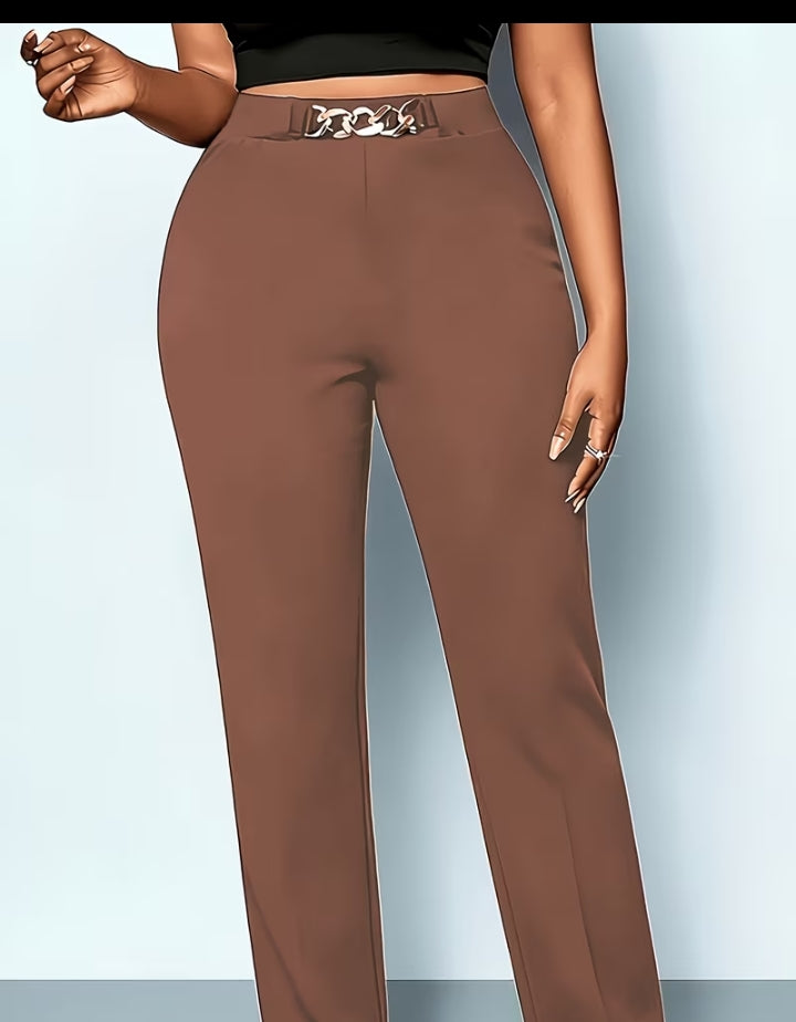 Signature Gold-Chain High-Waist Trousers