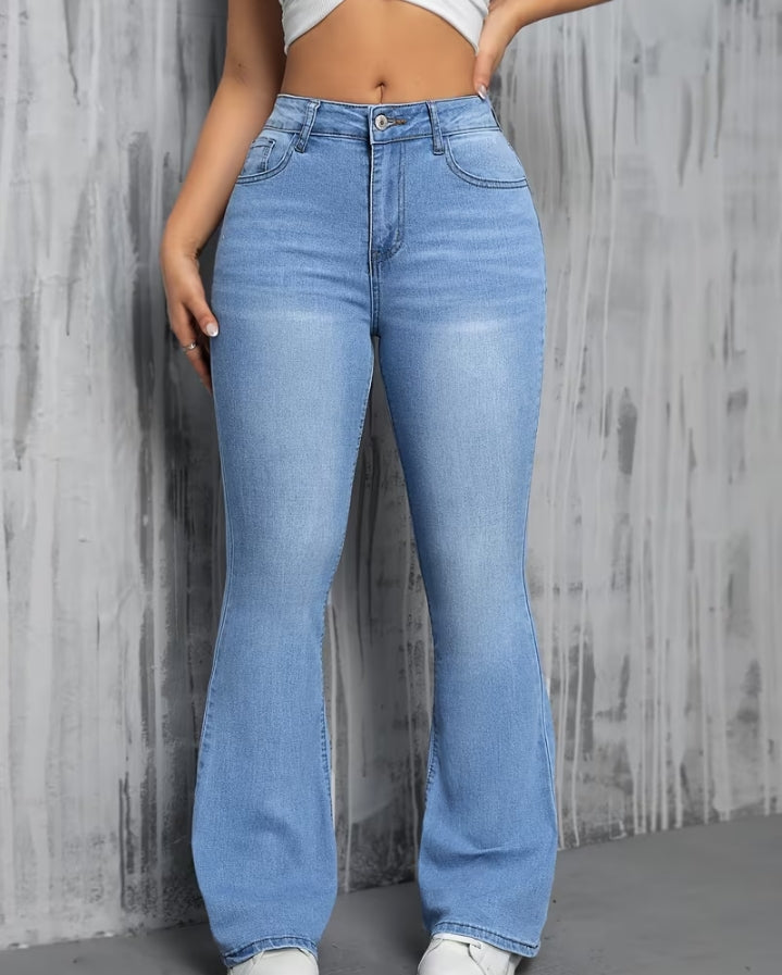 Casual Light Blue Flare Jeans