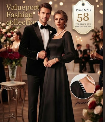 Elegant Pearl Midi Dress & Jewelry Set Party & Wedding Guest Outfit NZD 58