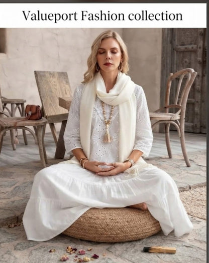 Chic 3-Piece Outfit Set: White Blouse, Skirt & Scarf NZD 56 Only