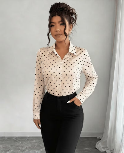Classic Chic: Polka Dot Button-Down Blouse