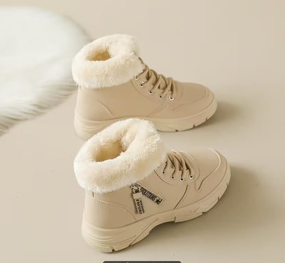 Plush Fur Trim Ankle Booties