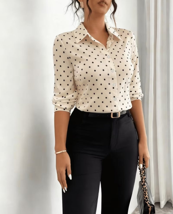 Classic Chic: Polka Dot Button-Down Blouse