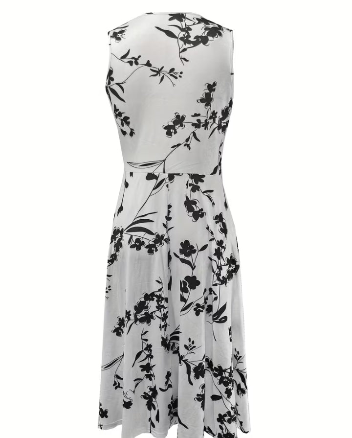 Botanical Bliss: Floral Wrap-Style Midi Dress