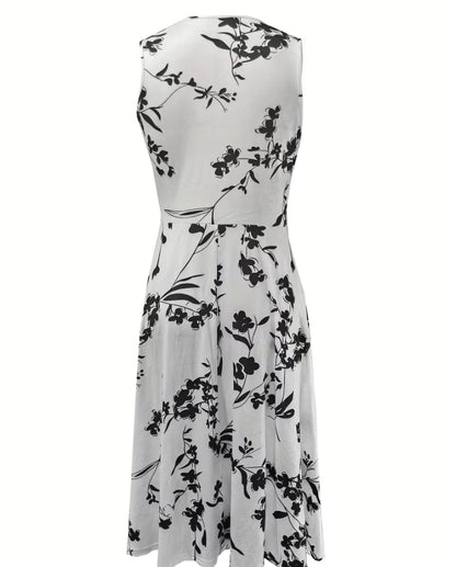 Botanical Bliss: Floral Wrap-Style Midi Dress