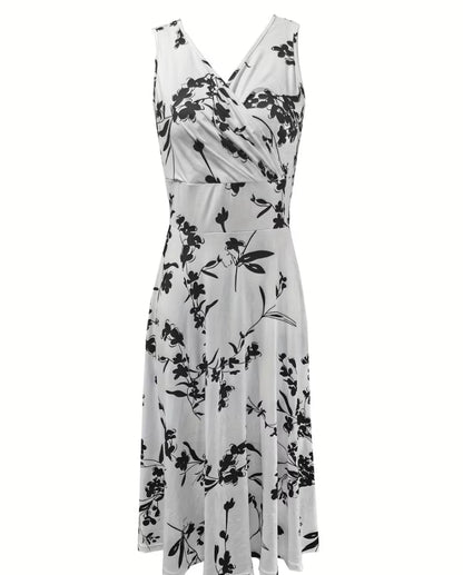 Botanical Bliss: Floral Wrap-Style Midi Dress