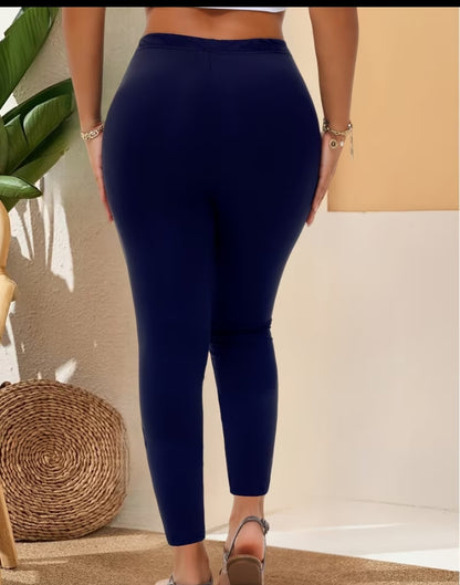 Rhinestone Ankle-Slit Leggings