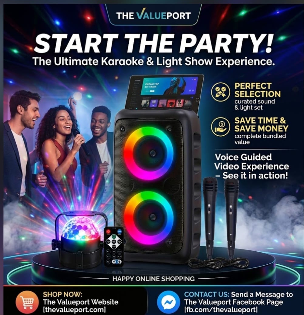 Ultimate Party Bundle: Large Wireless Speaker with Mic + Smart RGB Disco Light