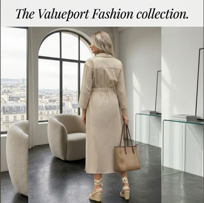 Casual Shirt Dress & Korean Retro Tote Bag Collection