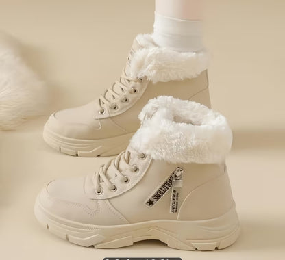 Plush Fur Trim Ankle Booties