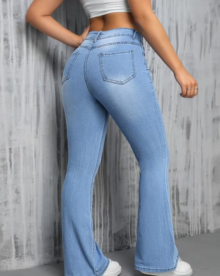 Casual Light Blue Flare Jeans