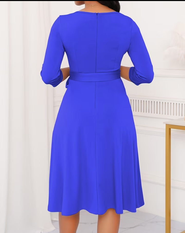 Elegant A-Line Button-Detail Midi Dress