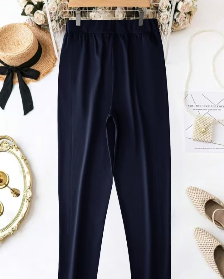 Elegant High-Waist Ruffle Detail Trousers