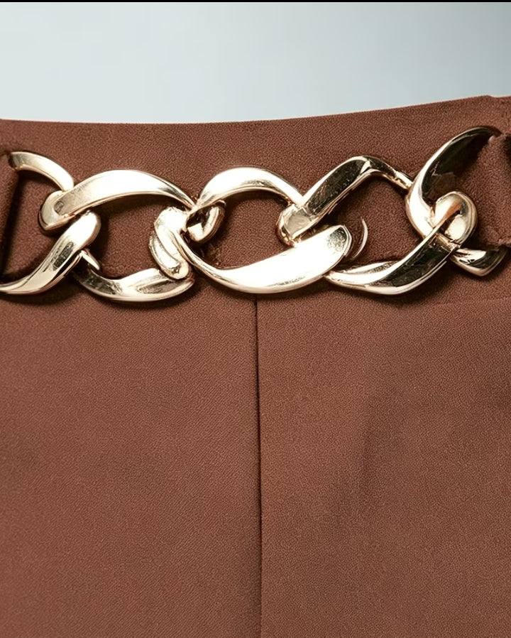Signature Gold-Chain High-Waist Trousers