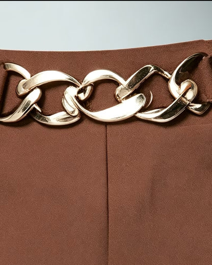 Signature Gold-Chain High-Waist Trousers