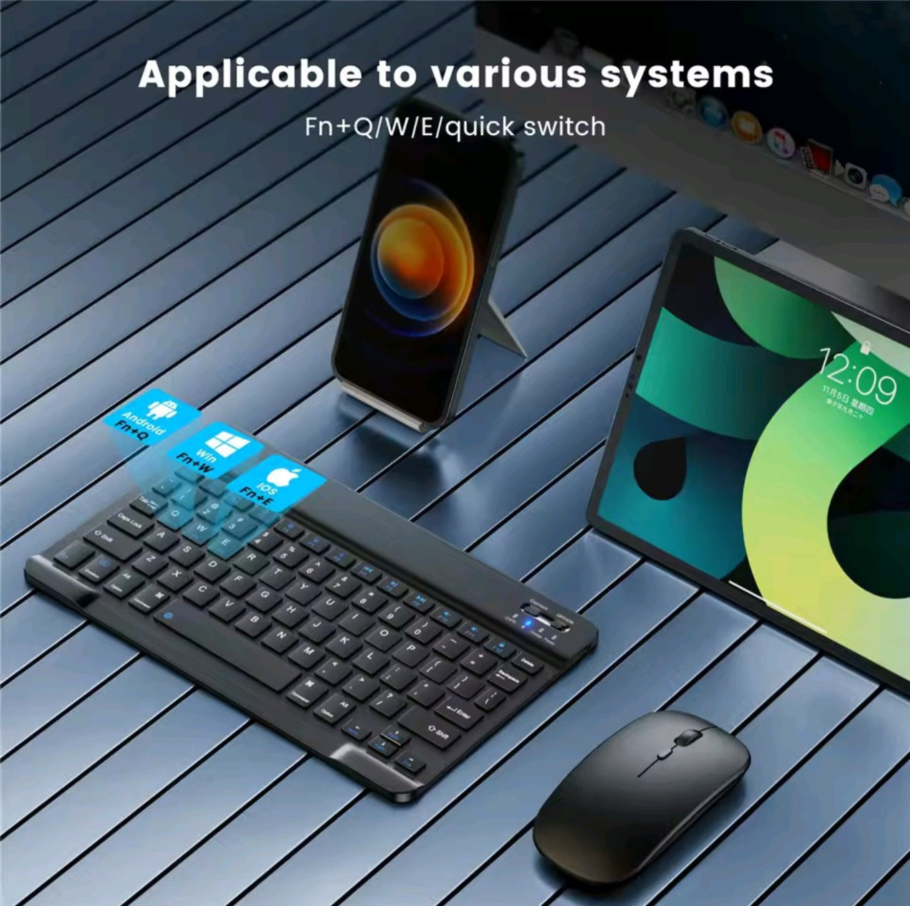 Premium 5-in-1 Wireless Productivity Bundle – Bluetooth Keyboard, Silent Mouse, V5.0 Earbuds & 4-Port Fast Charger