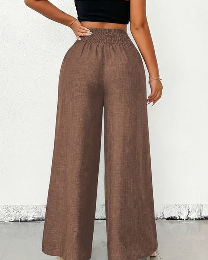 Chic Chain-Accent Wide-Leg Trousers